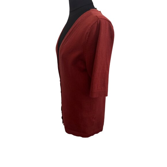 Christopher & Banks M Rust Cardigan Sweater With Short Sleeves & Button Front - Picture 2 of 8